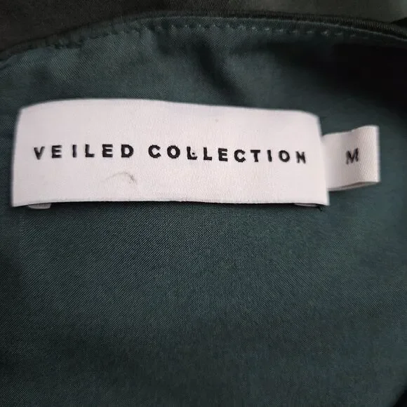 Veiled Collection Selena Dress Medium Green Ruched Elegant Cocktail Gown - Picture 12 of 15